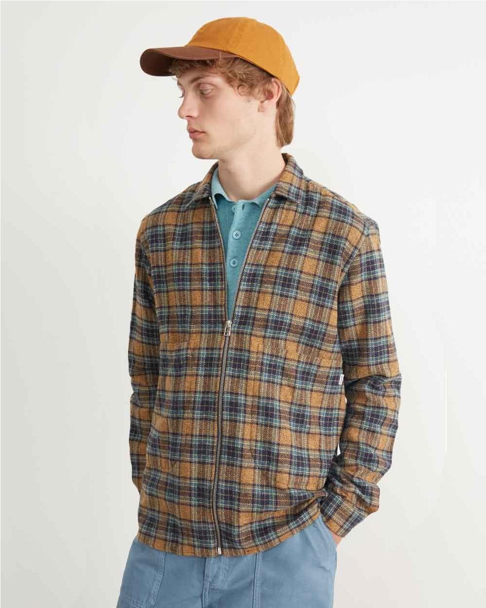 Camisa Zip Pocket cuadros PLAIN BROWN Camisa Zip Pocket cuadros PLAIN BROWN