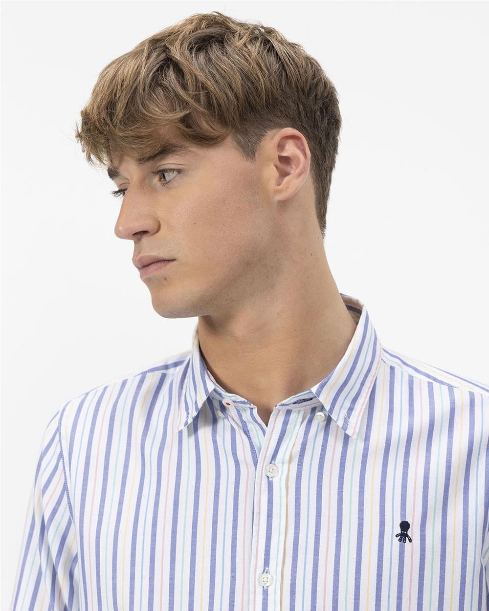 Camisa popelín rayas hombre MULTICOLOR Camisa popelín rayas hombre MULTICOLOR