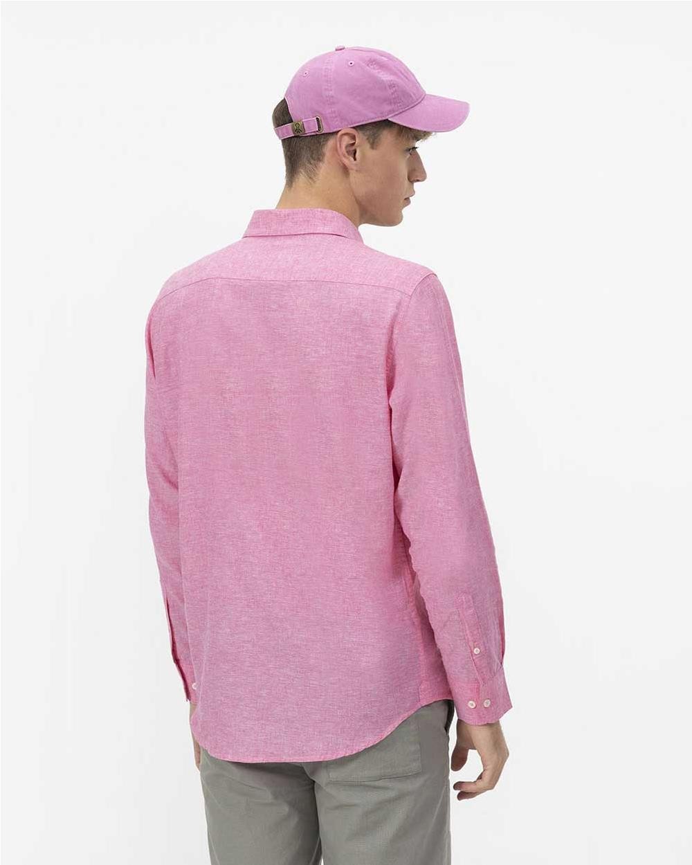 Camisa de Lino hombre FUCSIA