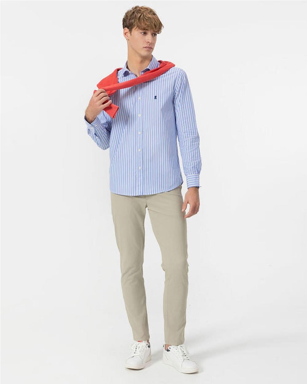 Camisa cuello italiano popelin hombre...