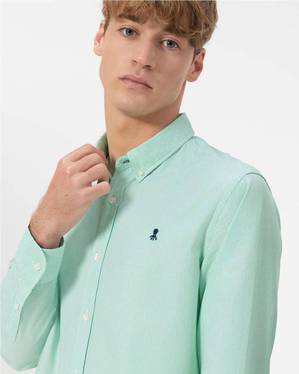 Camisa cuello botón Popelín milrayas...