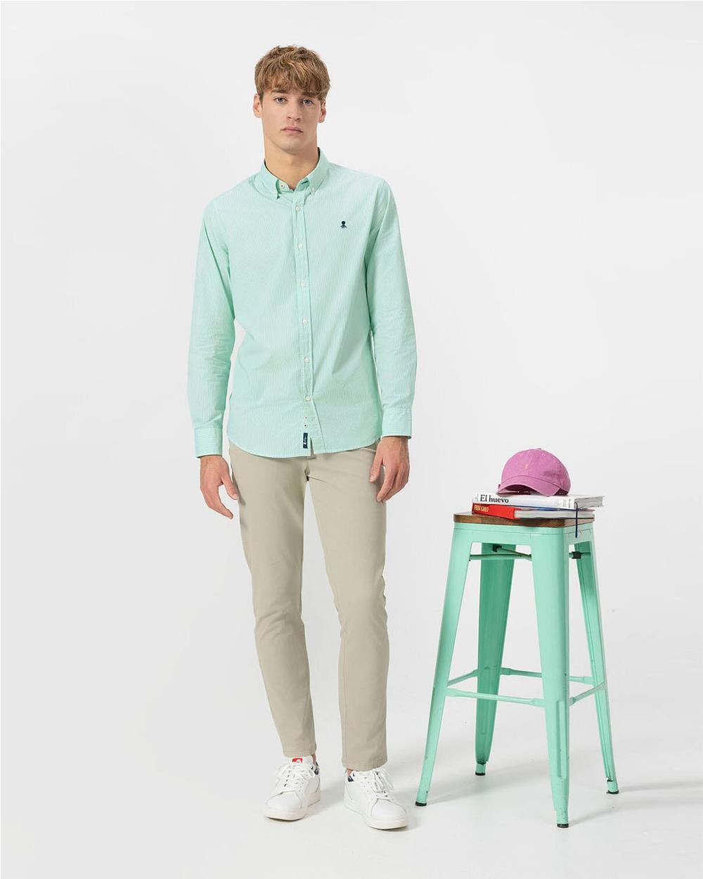 Camisa cuello botón Popelín milrayas...