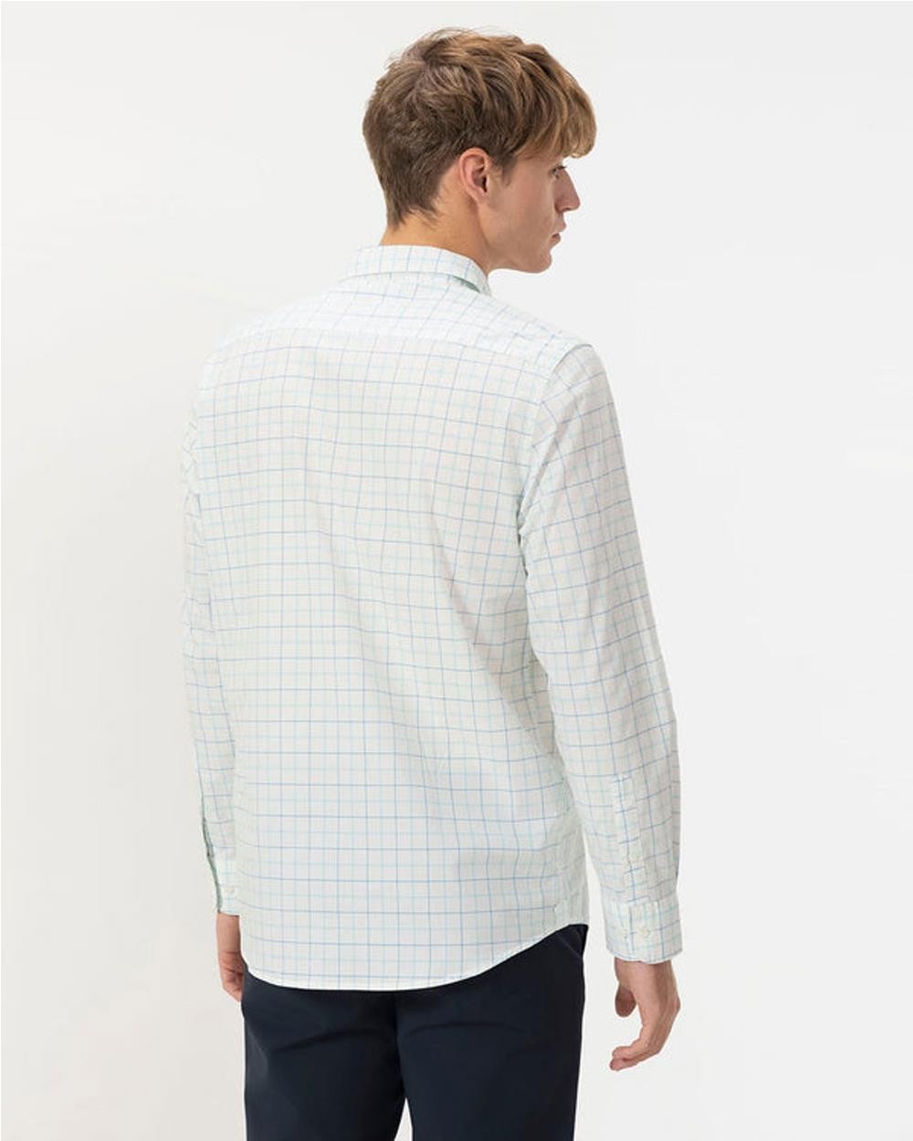 Camisa cuello botón popelin cuadro...