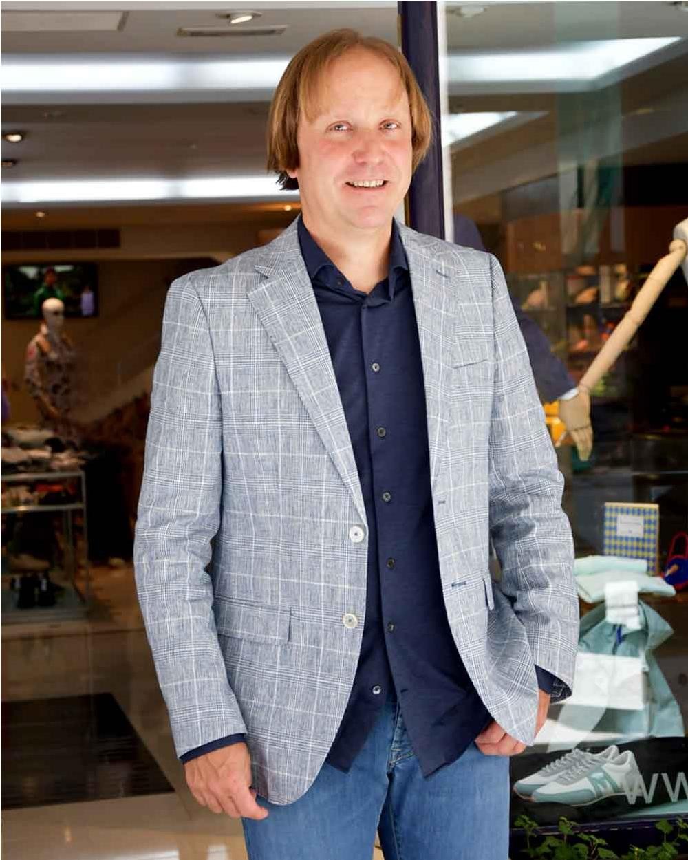 Americana gales lino hombre AZUL