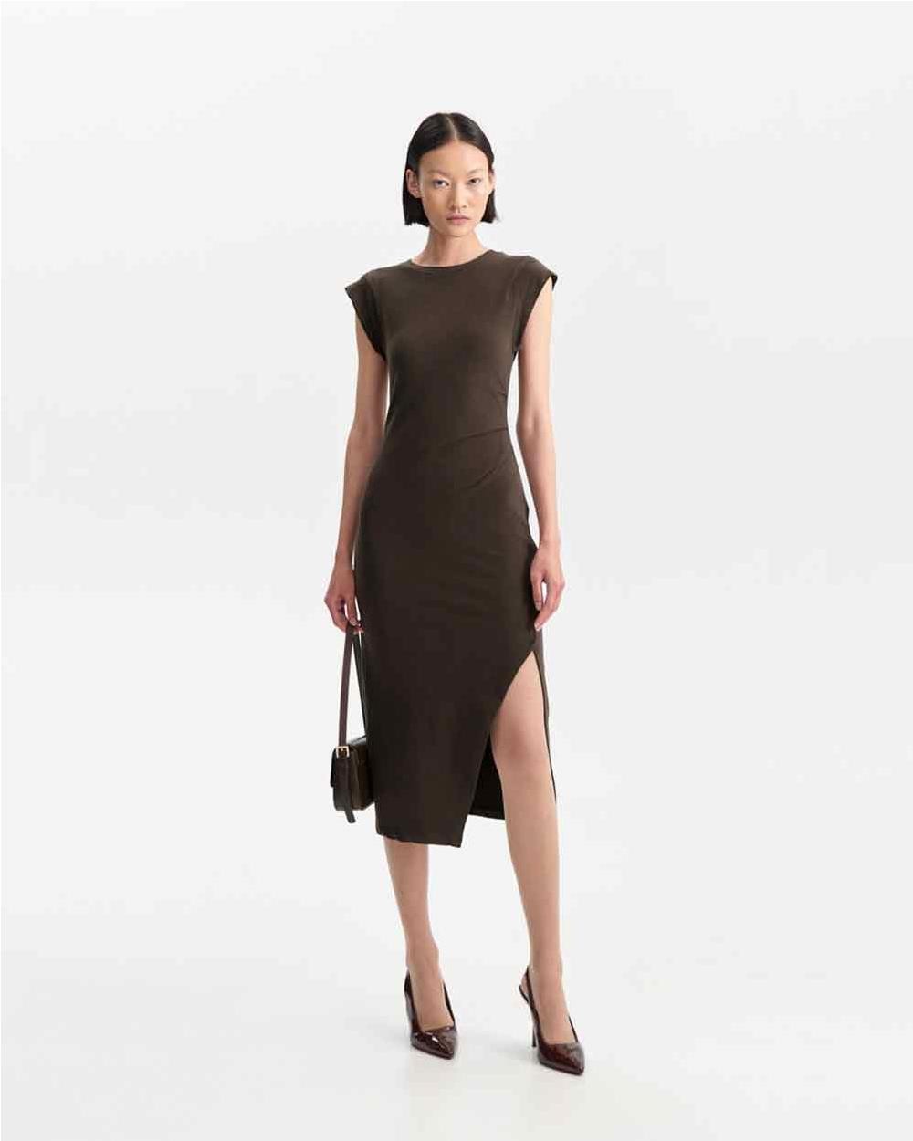 Vestido midi mujer GRIGIO OSCURO