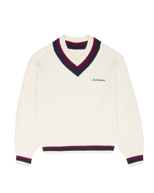 Jersey Cable Knit escote pico