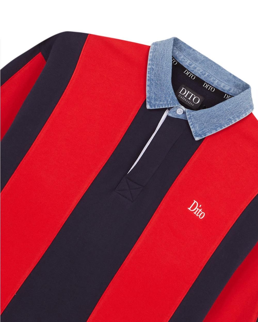 Sudadera polo cuello denim rayas MULTI