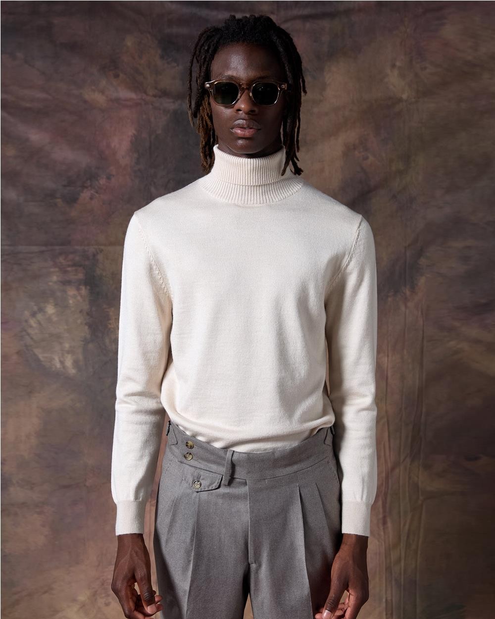 Jersey cuello cisne hombre beige BEIGE