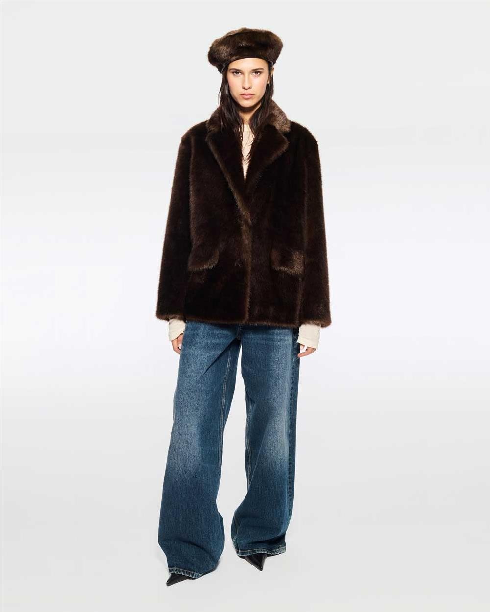 Abrigo de Pelo mujer BROWN