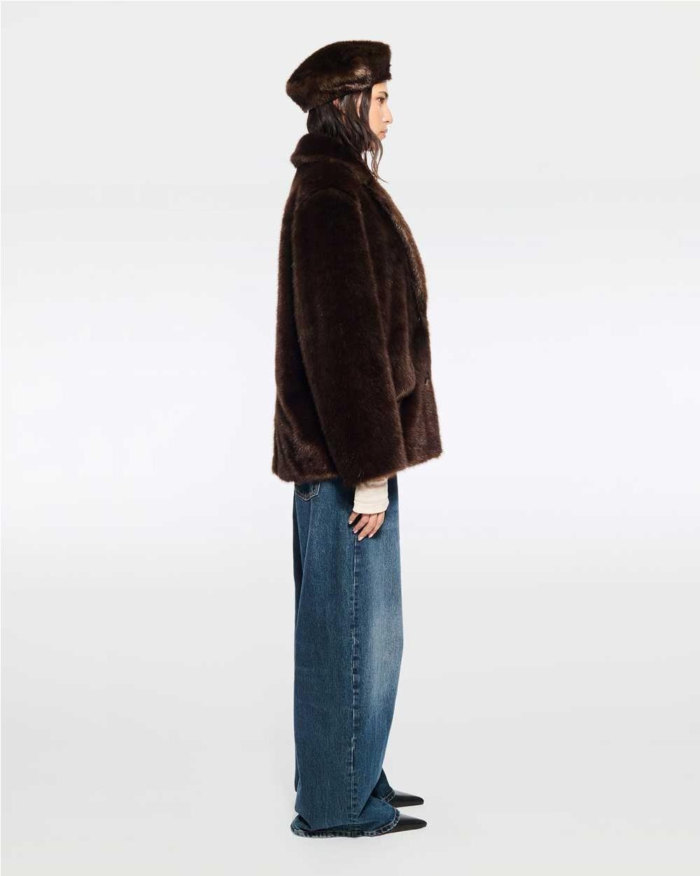 Abrigo de Pelo mujer BROWN