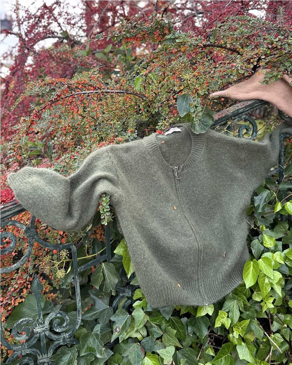 Chaqueta con cremallera moher y lana...