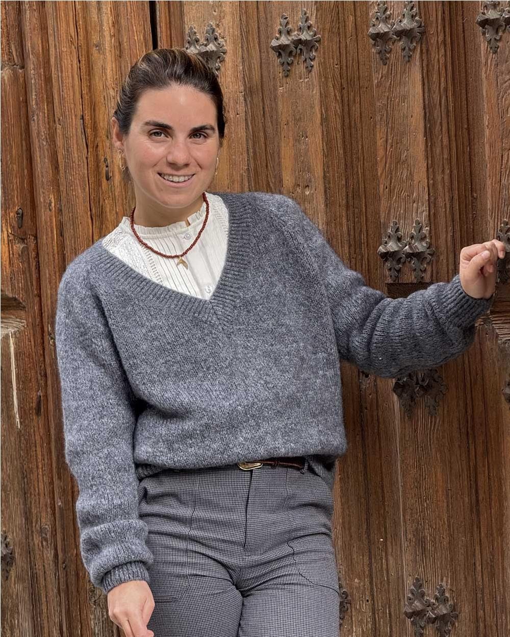 Jersey de pico oversize de mohair GRIGIO