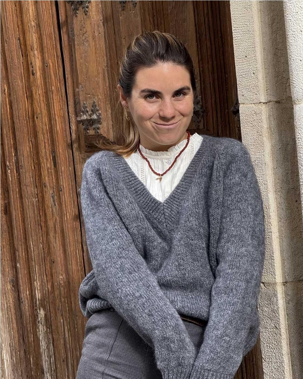 Jersey de pico oversize de mohair GRIGIO