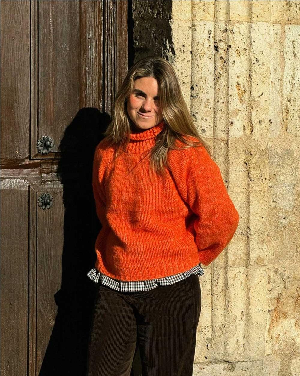 Jersey cuello alto mujer NARANJA