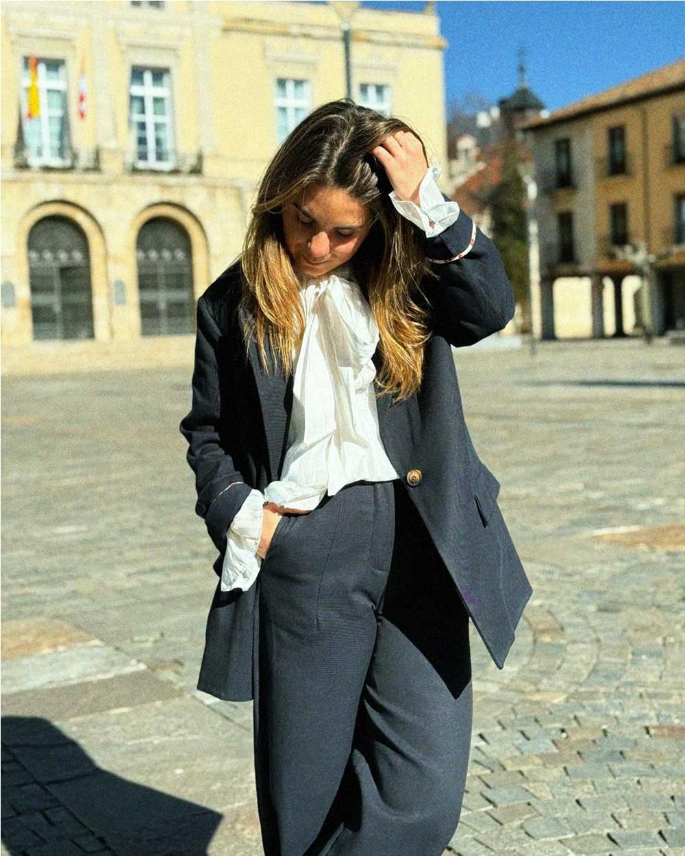 Pantalon palazzo en tencel y algodon...