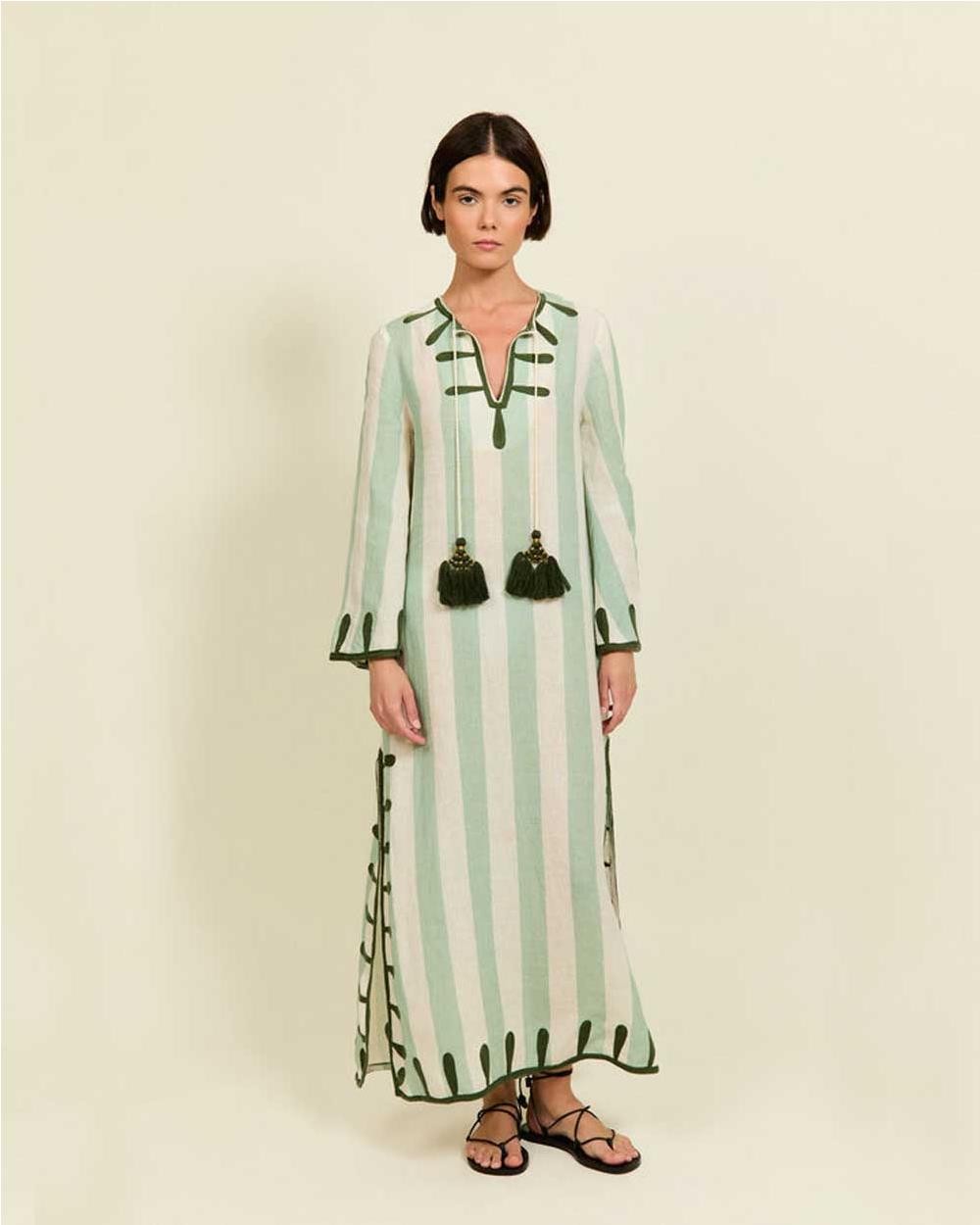Vestido túnica Edna lino mujer GREEN