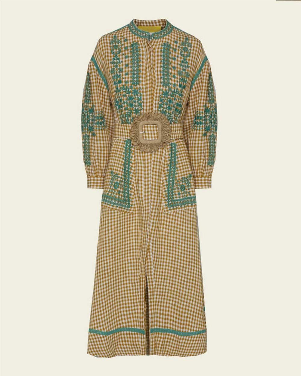 Vestido Mindy con cinturón lino mujer...