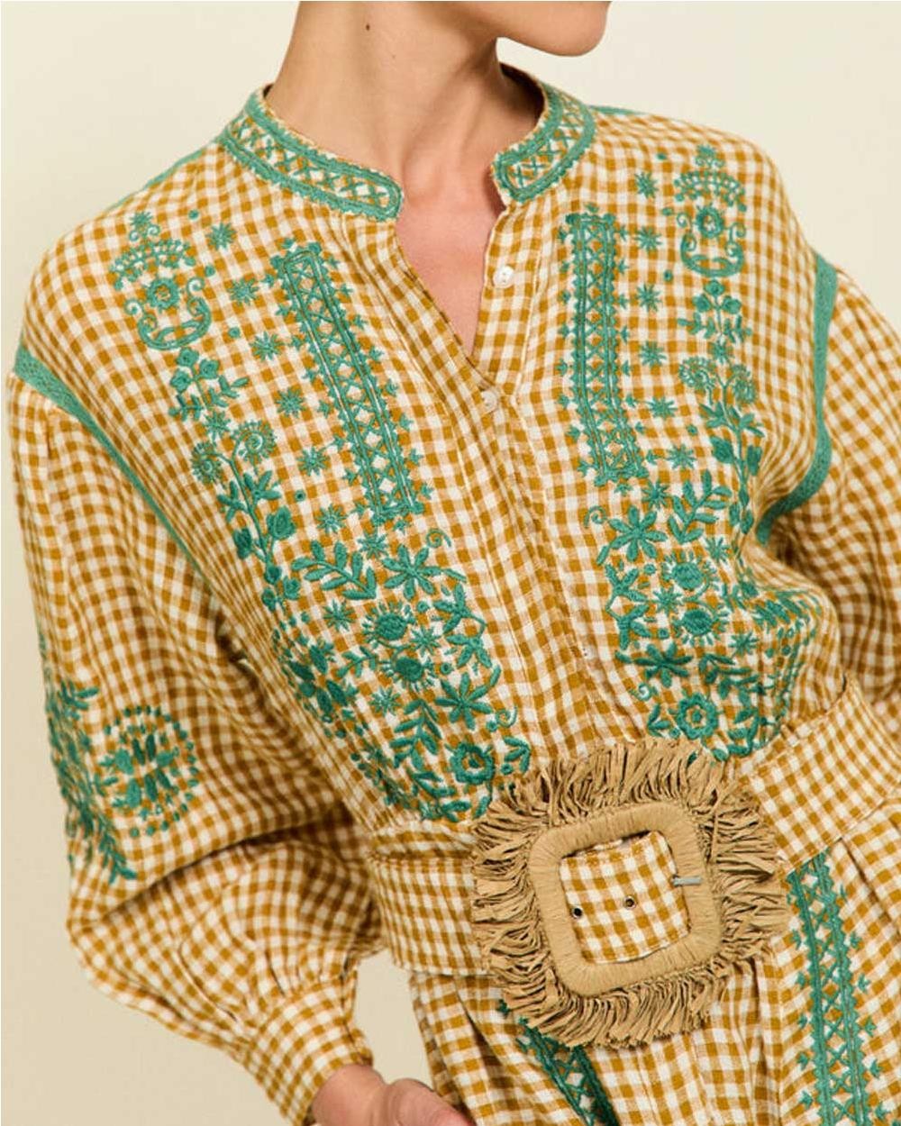 Vestido Mindy con cinturón lino mujer...