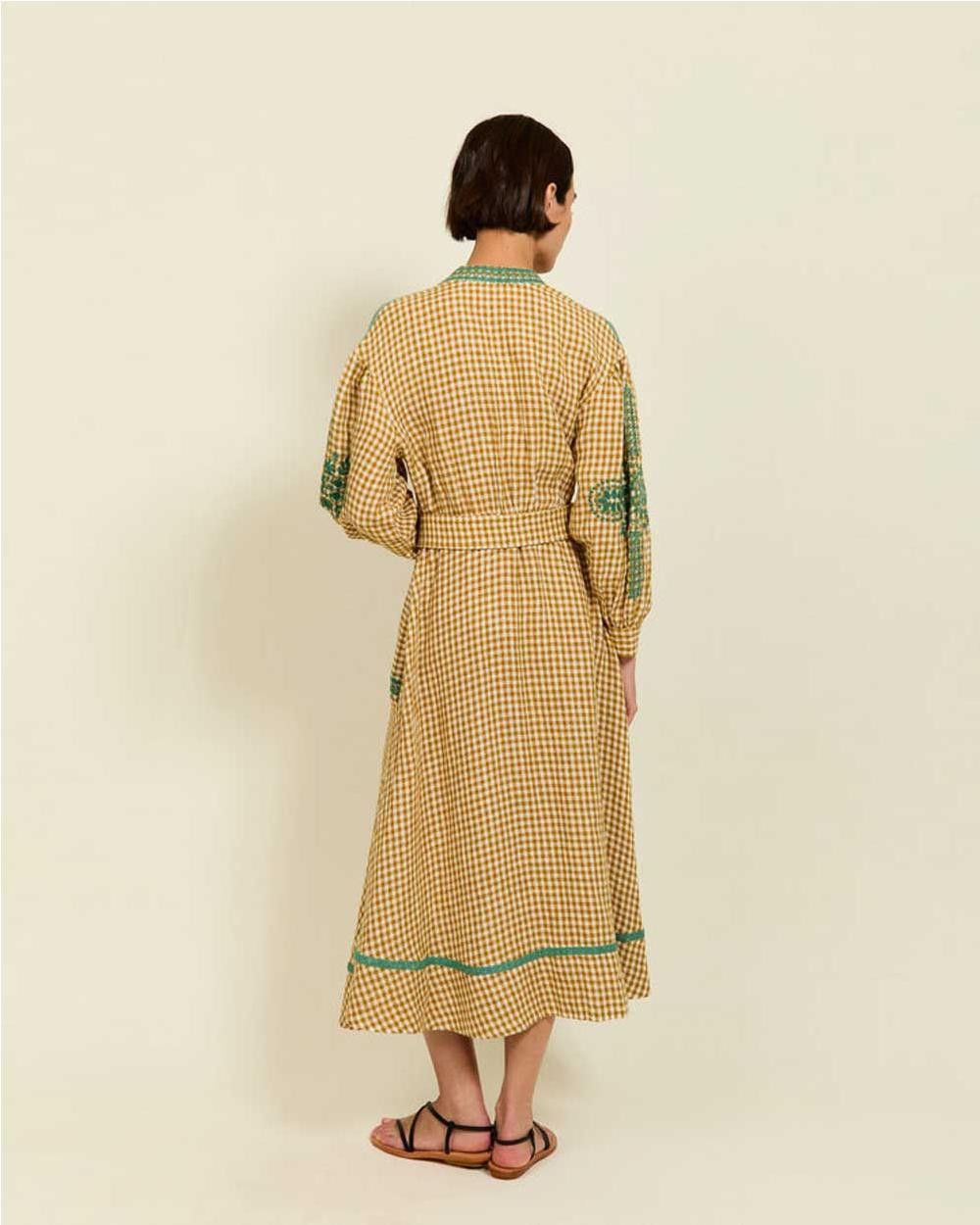 Vestido Mindy con cinturón lino mujer...