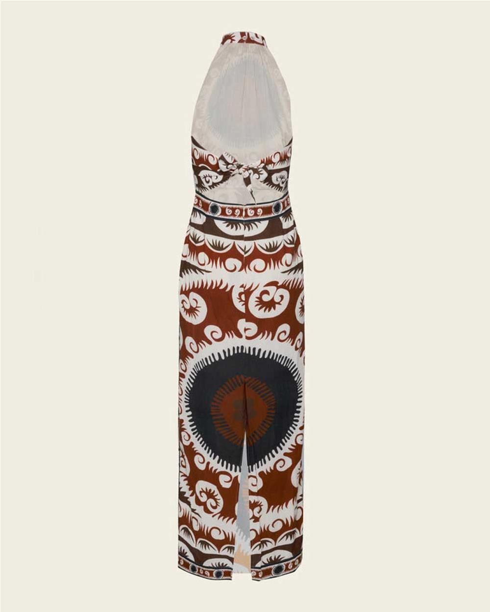 Vestido Asia algodon y lino mujer BEIGE