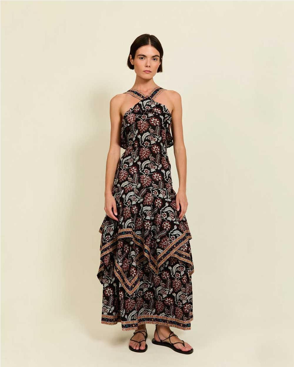 Vestido halter Alina flores algodón...