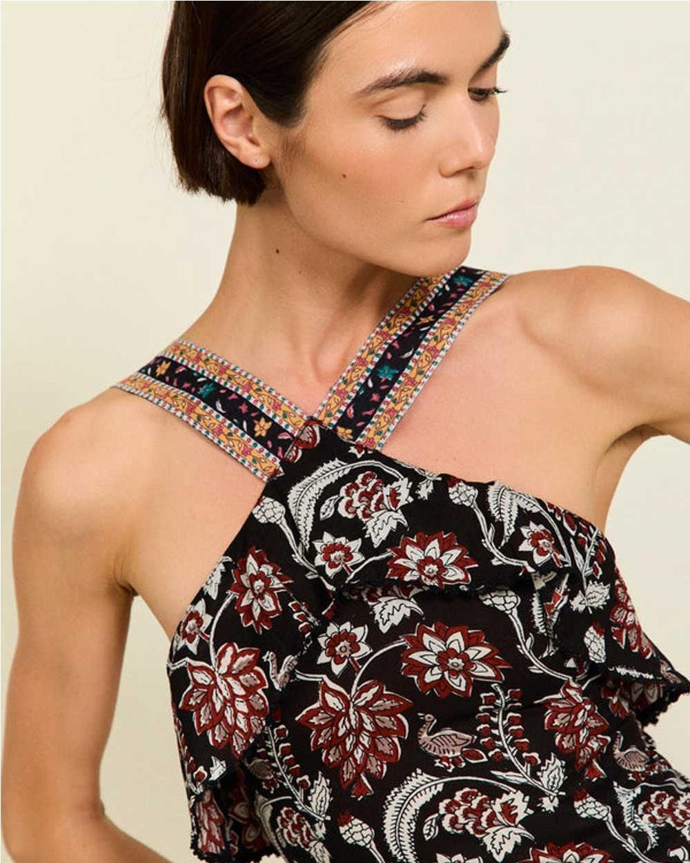 Vestido halter Alina flores algodón...