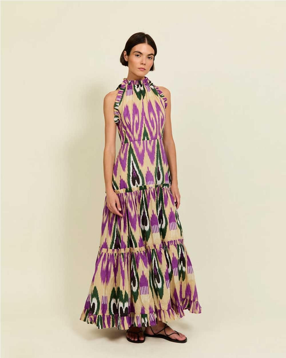 Vestido Siloh Ikat algodón mujer PURPLE