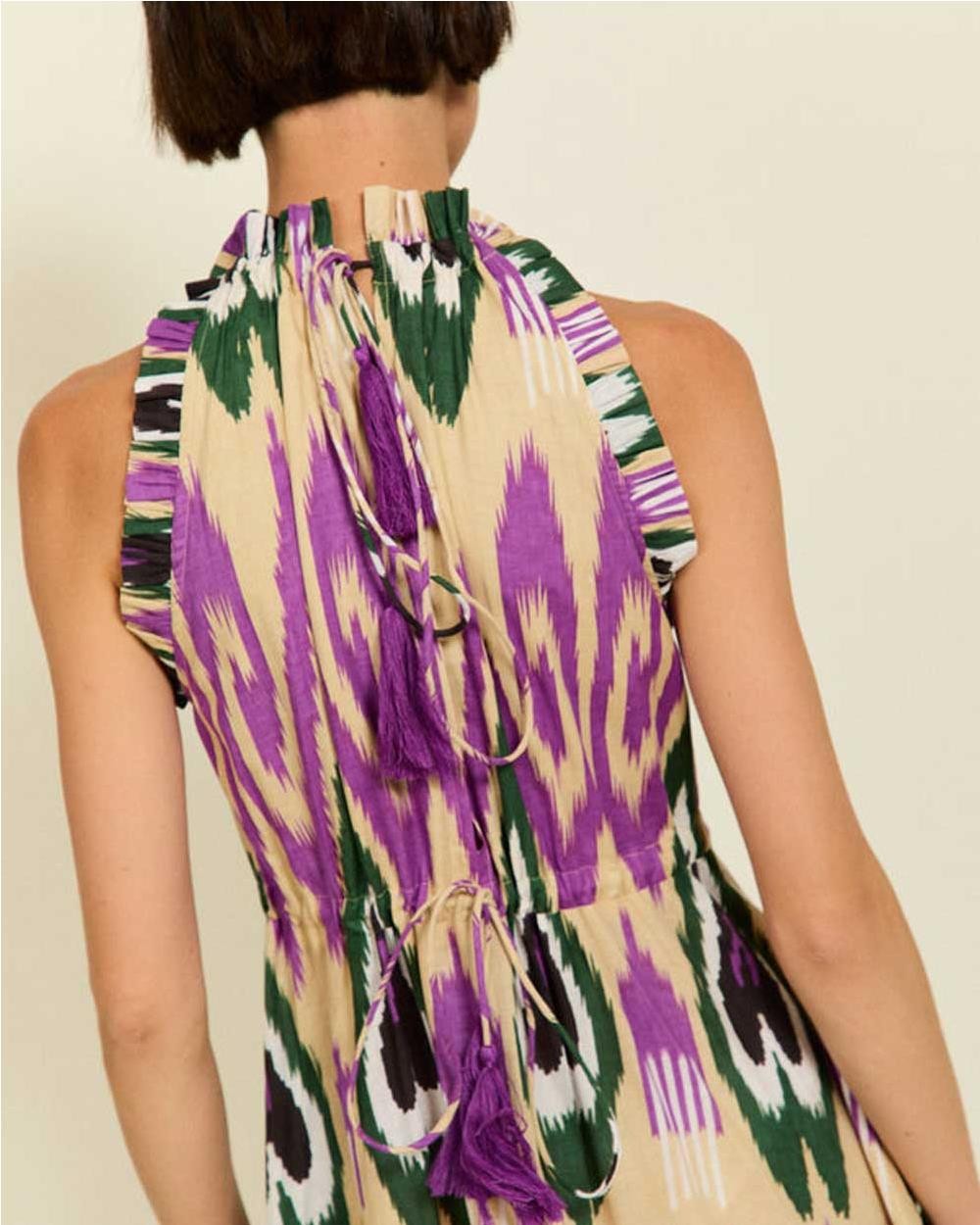 Vestido Siloh Ikat algodón mujer PURPLE
