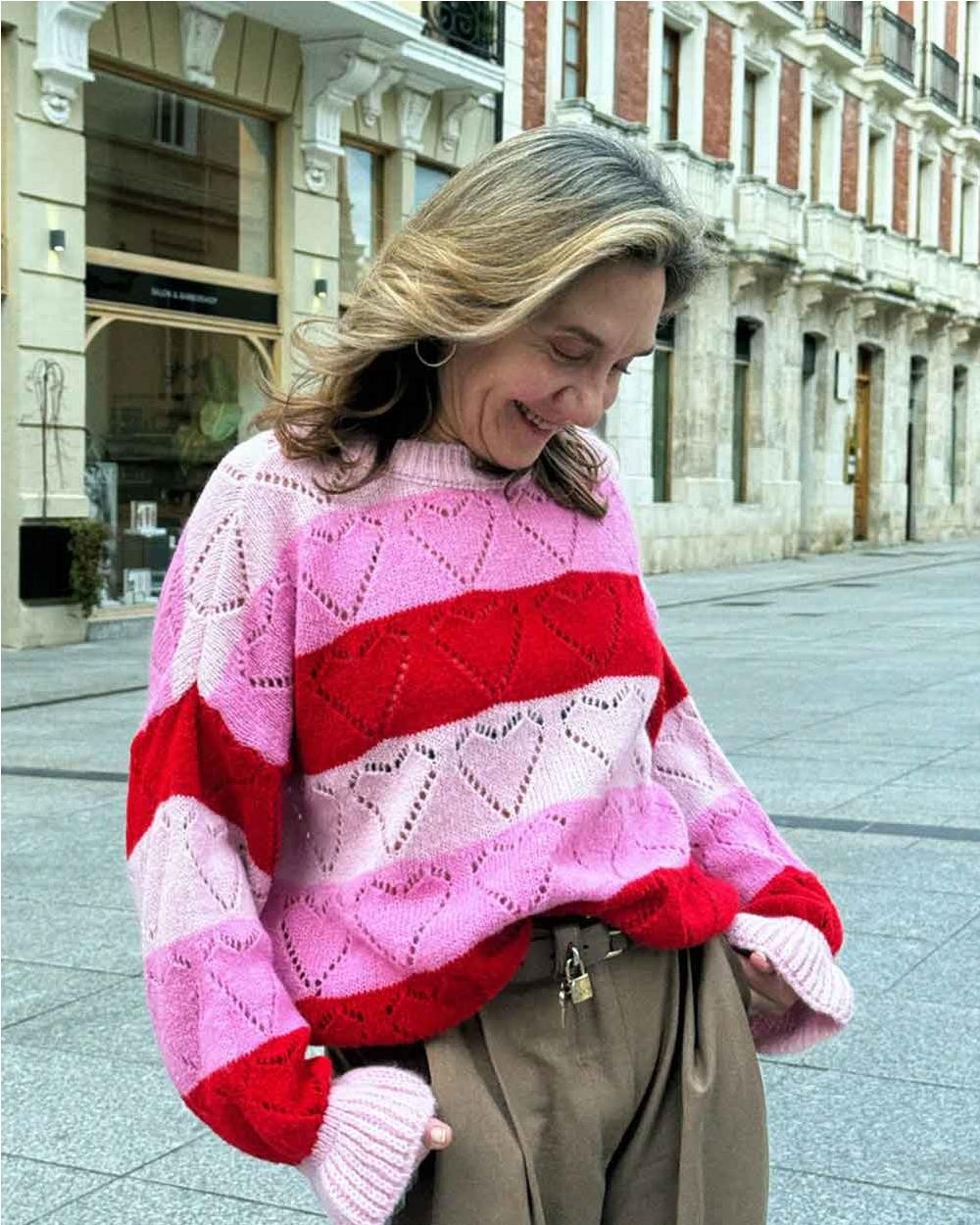 Jersey punto Heart con volante LAVENDER