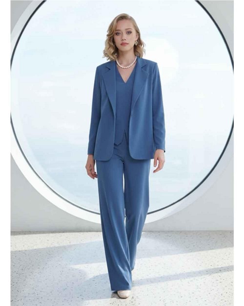 Blazer en crepe mujer AZUL...