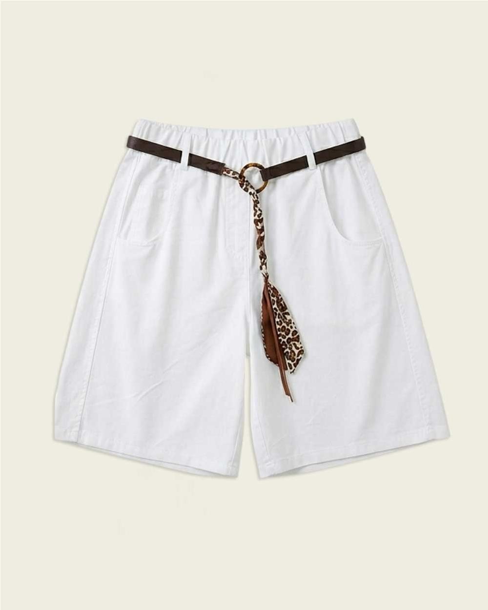 Pantalon corto de algodón mujer WHITE