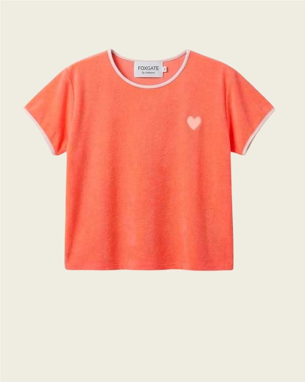 Camiseta felpa heart mujer FLUOR CORAL