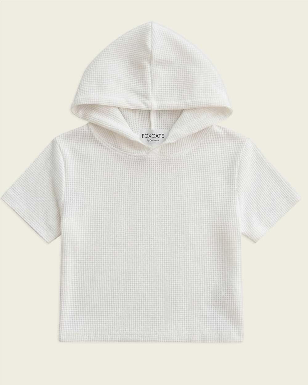 Camiseta goffre con capucha  mujer WHITE