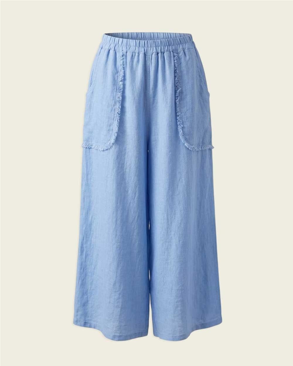 pantalón de lino mujer CORAL AZUL