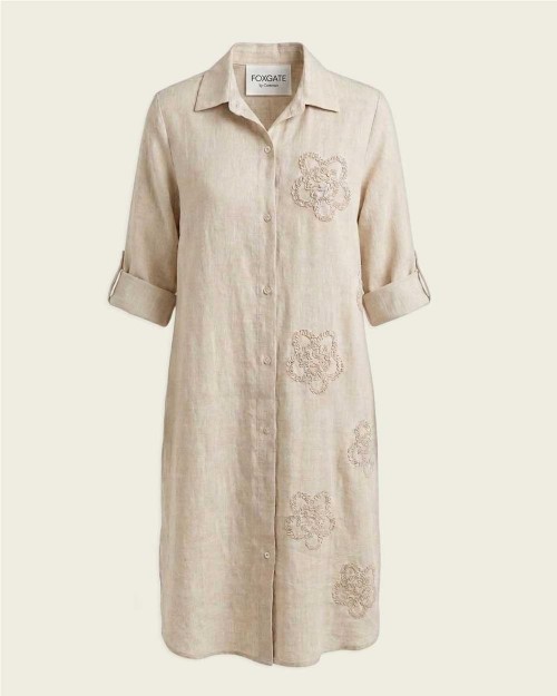 Vestido camisero bordado de...