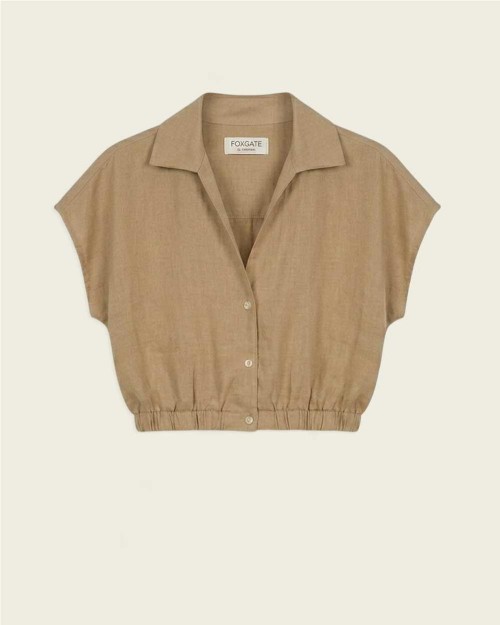 Blusa crop de lino mujer...