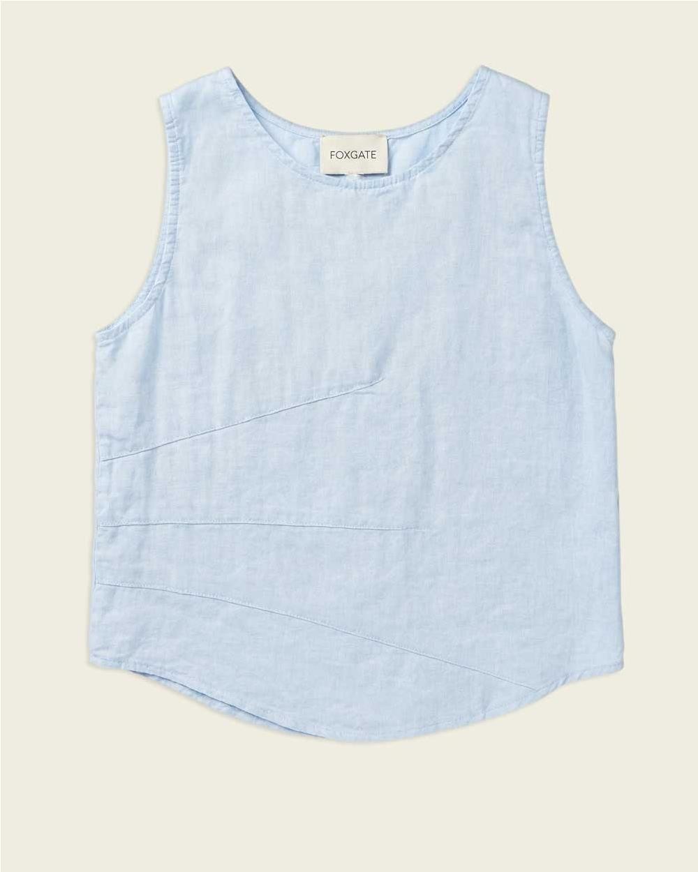 Blusa pliegue diagonal de lino mujer...
