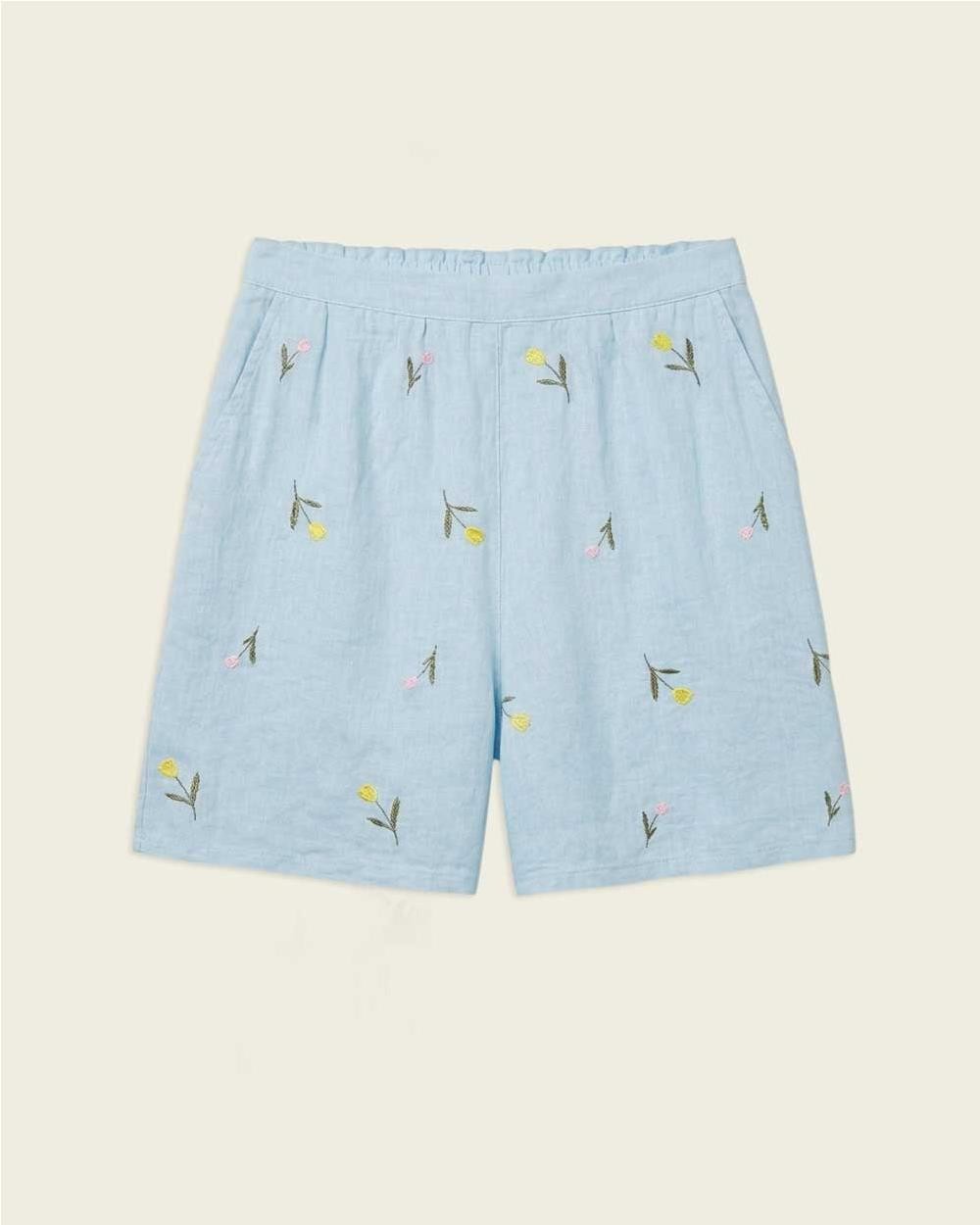 Short bordado de lino mujer SOFT