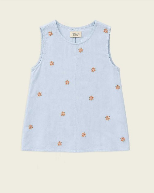 Blusa bordada de lino mujer...