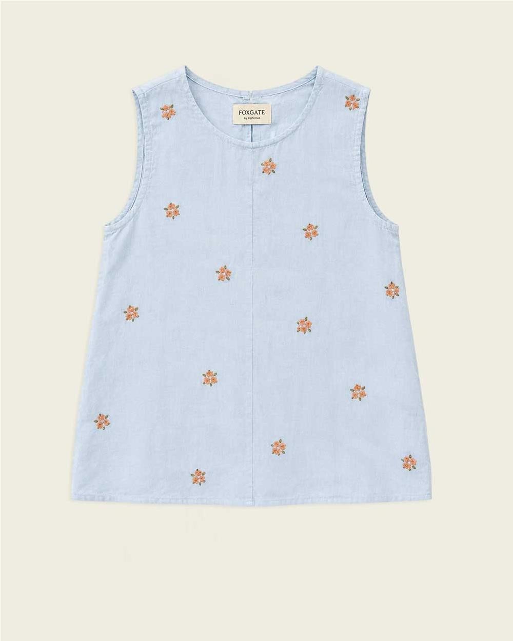 Blusa bordada de lino mujer SKY
