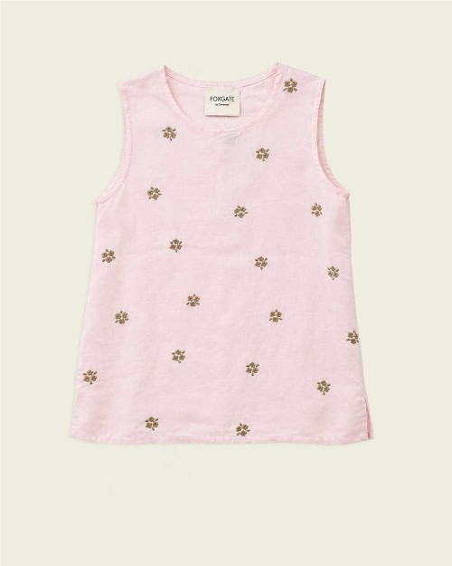 Blusa bordada de lino mujer...