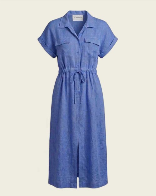 Vestido camisero de lino...