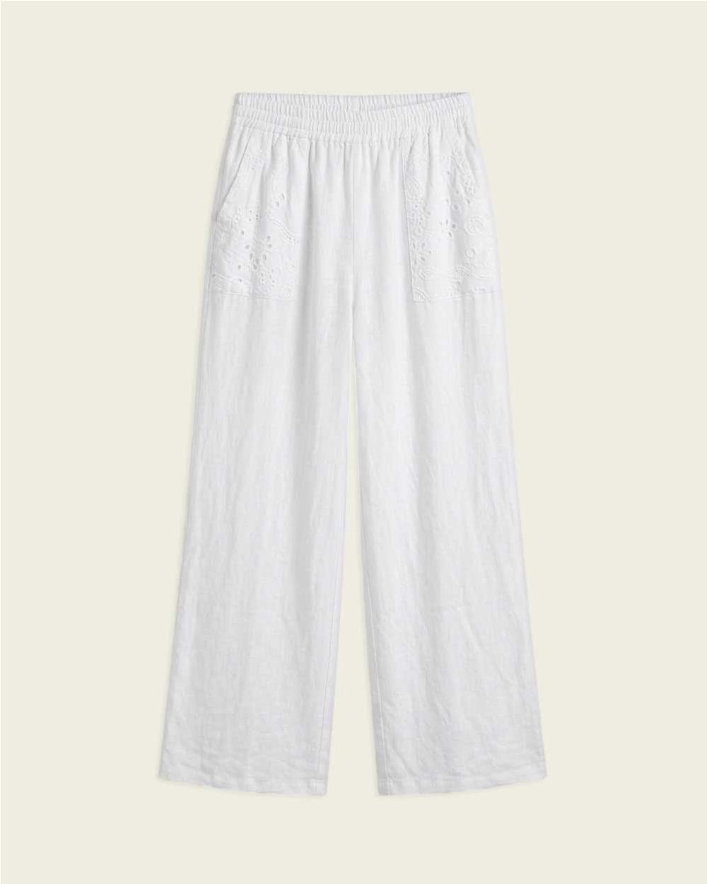 Pantalon crochet de lino mujer WHITE