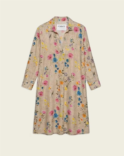 Vestido estampado de lino...