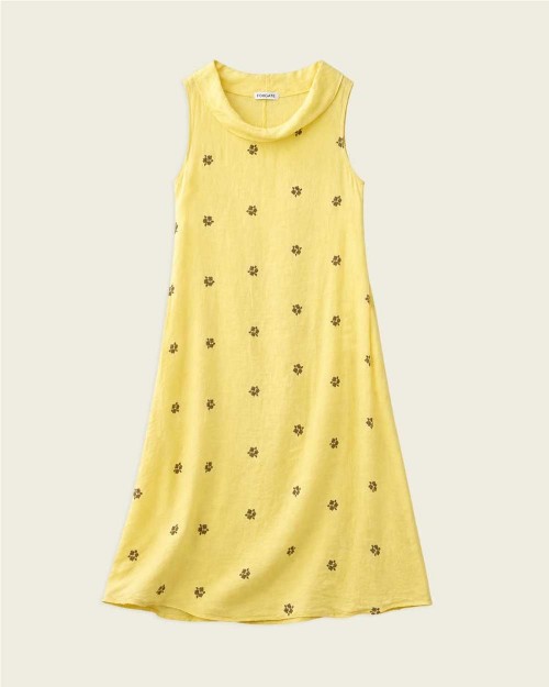 Vestido bordado de lino...
