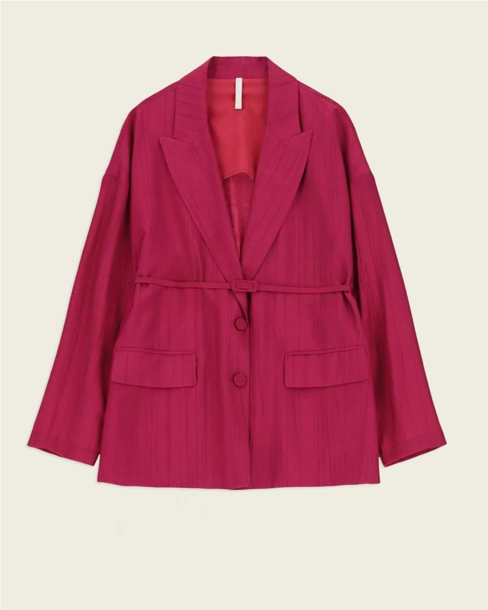 Blazer con cinturon mujer MAGENTA