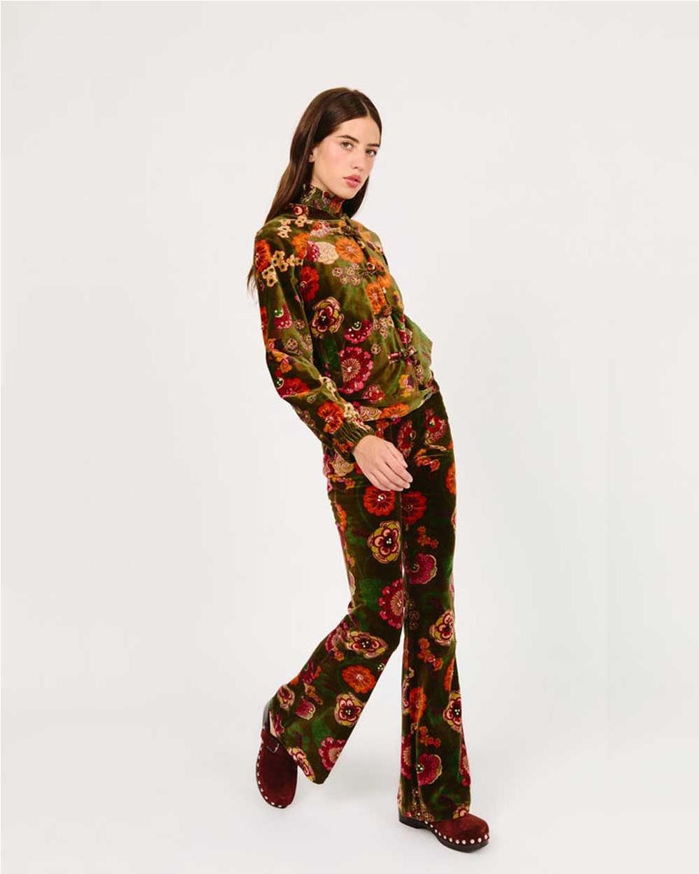 Pantalón Ivonne de terciopelo floral...