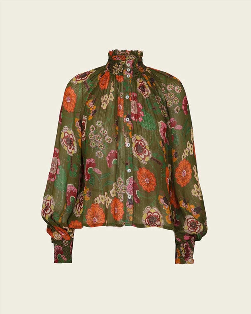 Camisa Ivonne floral mujer GREEN FLUOR