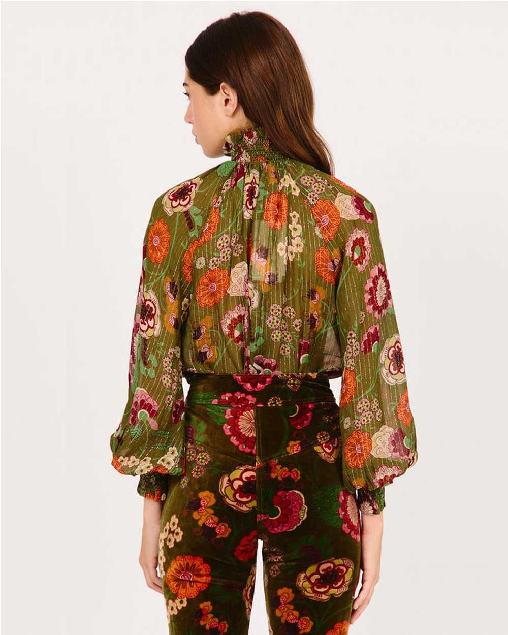 Camisa Ivonne floral mujer GREEN FLUOR