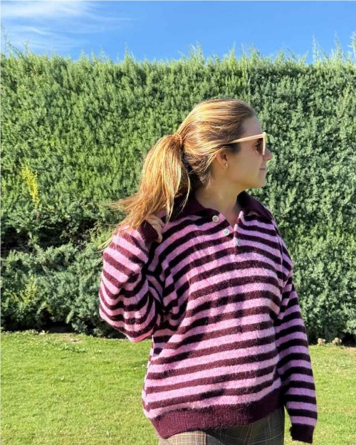 Polo striped PINK BURGUNDY 2